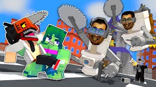 Monster School : Chainsaw SKIBIDI TOILETS vs Chainsaw Man & Zombie Hulk - Minecraft Animation