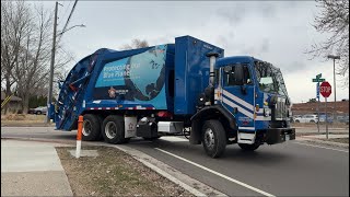 Republic services Peterbilt 520 rear loader on recycling 