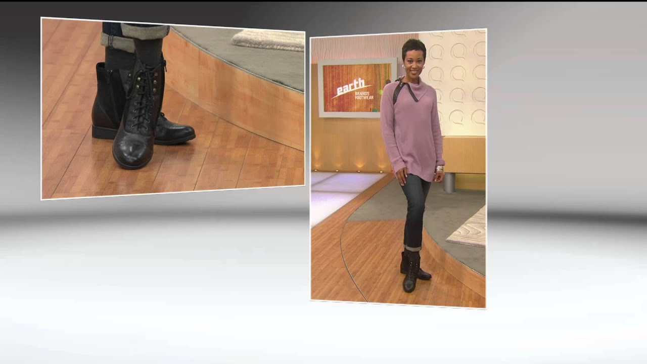 Earth Cedar Leather Lace-Up Ankle Boots w/ Side Zipper with Sharon Faetsch