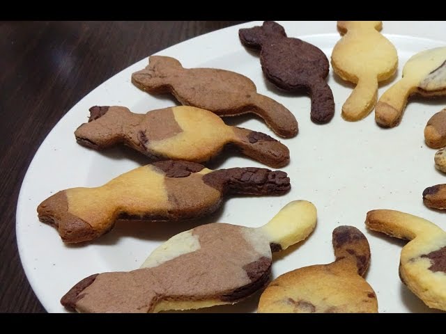 100円の型とミックス粉で作る三毛猫クッキーの作り方 How to make a