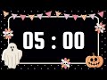 5 Minute Timer | With Playful Spooky Music &amp; Alarm Bell | Spooky Cute Halloween Theme 👻🎃