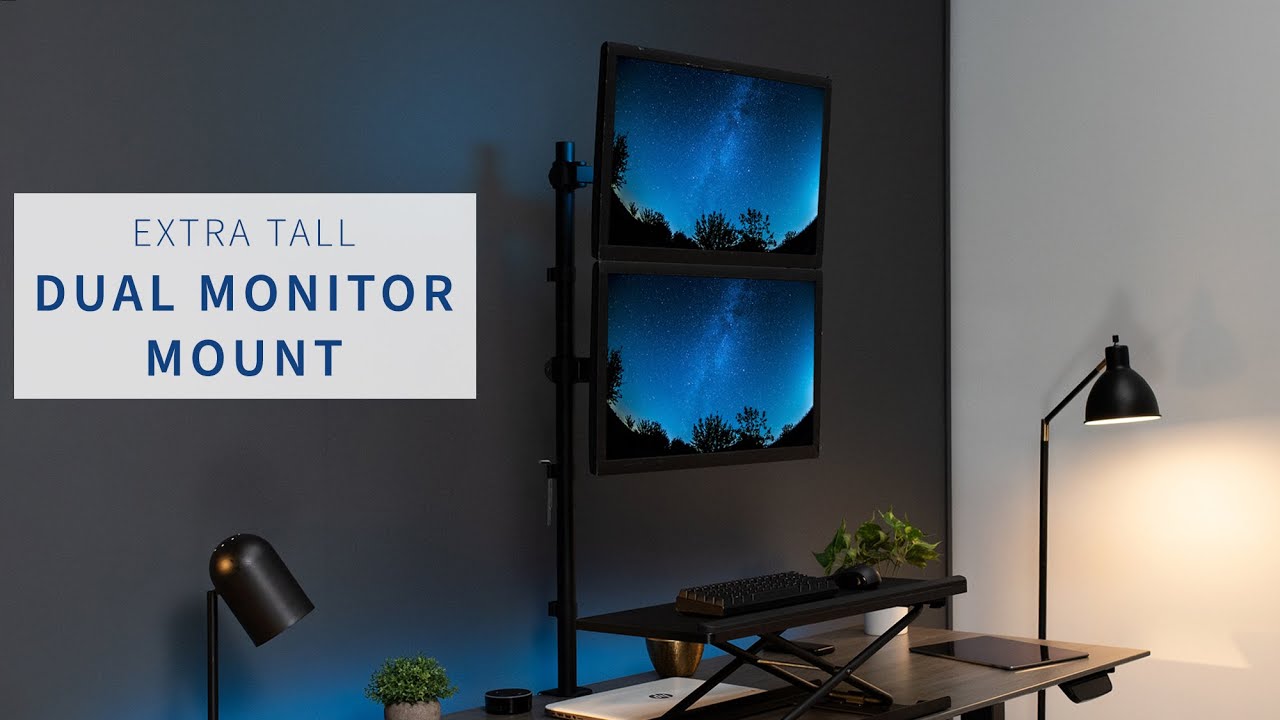 VIVO Dual Monitor Desk Mount, Heavy Duty Fully Adjustable Steel Stand, Holds 2 Computer Screens Up To 30 Inches And Max 10 Kg Each, Black, STAND-V002 - View #3