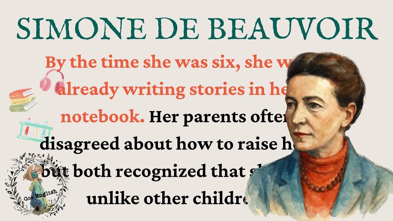 🎧 Learn English with Simone de Beauvoir ’s Life 🌹 | Biography + Listening Practice | C1 Level 📝🌱