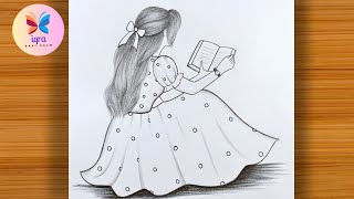 A Girl Reading Book Easy || How to Draw A Girl Reading Book || Pencil Sketch Drawing Tutorial Easy