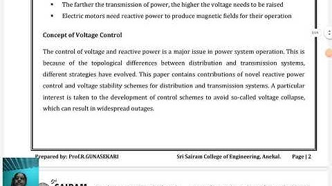 Lecture Video_15EE81_Module-4_Generation and Absorption of Reactive Power_Gunasekari R
