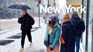 ❄ BIG SNOWSTORM HITS NEW YORK CITY【2022 Snow Walk】 | Midtown | Central Park  |  Chinatown |