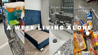 MY FIRST WEEK LIVING ALONE IN MY FIRST APARTMENT | shopping , cleaning, unboxing , new bed + more