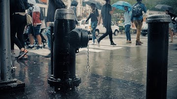 Fire hydrant with rain in slow motion in the background - Slow Motion - no Copyright
