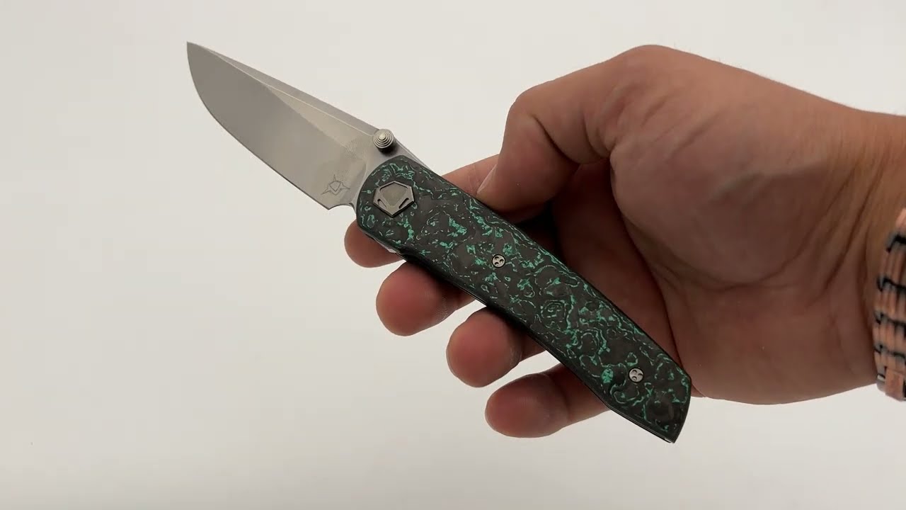 Sharknivco Liner Lock Waka V4.9 - Teal TechnoCarbo Handle - Polished S