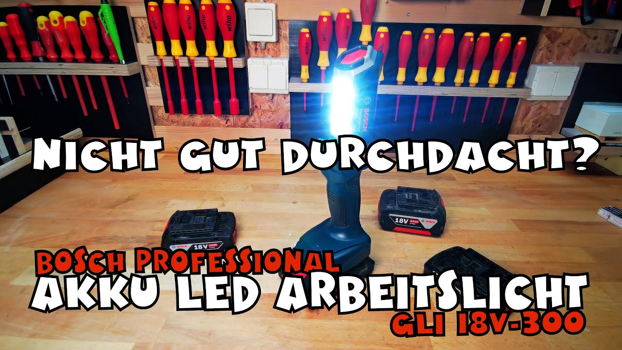 Angeknipst: Bosch Professional YouTube GLI LED 18V-300 Akku Lampe 