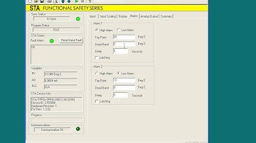 STA TPRG Configuration Software Tutorial Alarms Tab