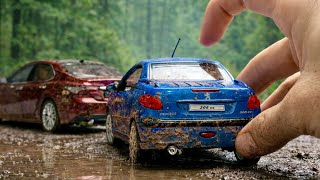 From Asphalt To Mud The Off-Road Adventure Of The Peugeot 206 Cc & Toyota Camry Diecast Model Cars