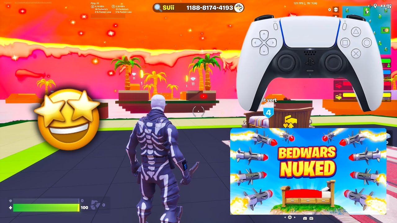 Fortnite Bedwars Pvp Nuked Gameplay PS5 Controller
