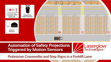 Sensor Series 10 - Stop Signs and Pedestrian Walkways activated by Motion Sensor in a forklift lane