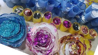 Rosas 💎💛💕con glitter y más figuras de jabón con 🌽 y algunos botecilloscon glitter #asmr