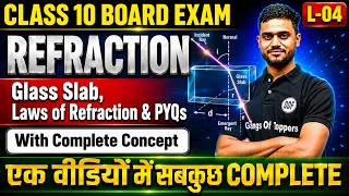 Class 10 Physics Refraction Lecture 4 | Laws of Refraction, Glass Slab & Refractive Index | PYQs