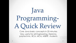 Java Quick Review | Quick Revision of Java | MSBTE | Polytechnic | Engineering | AJP prerequisite