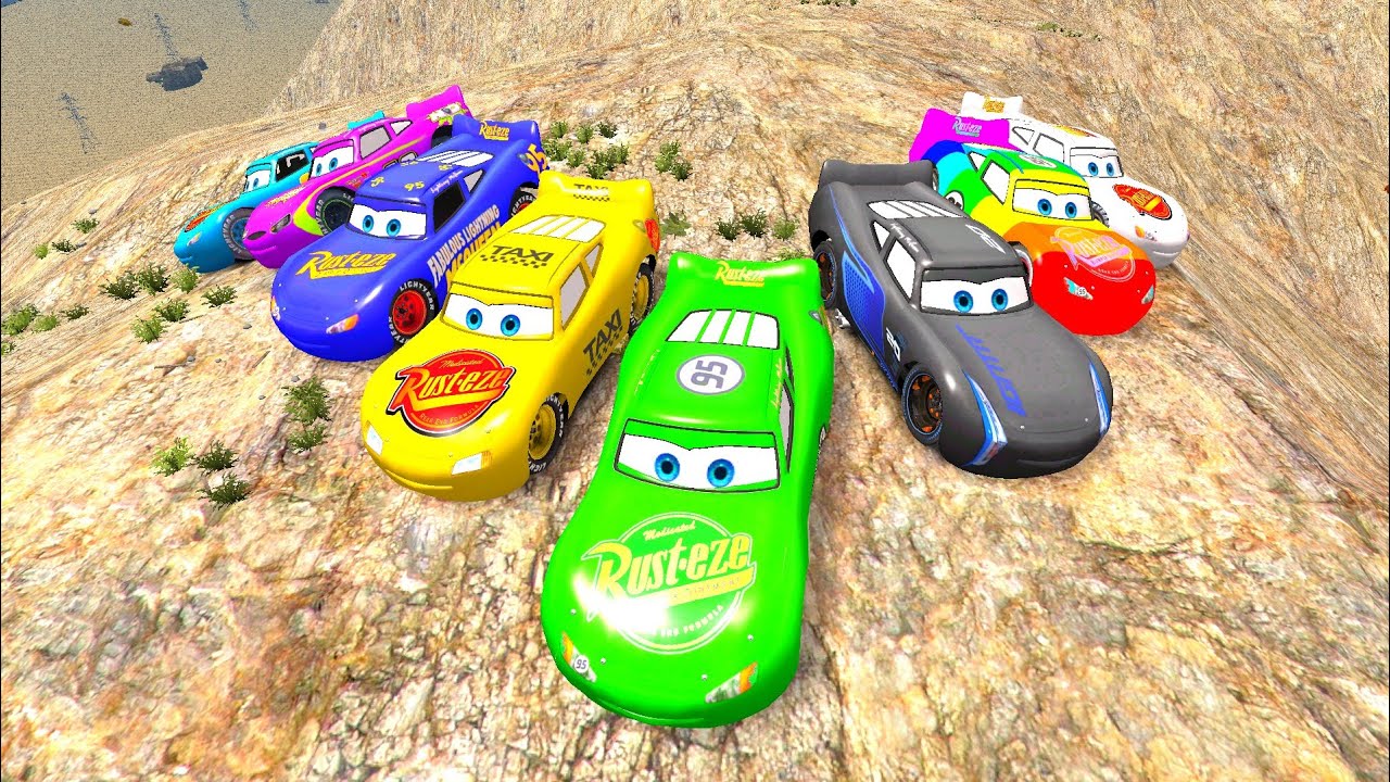 GTA 4 All Lightning McQueen Cars Cliff Drop Testing Ep. 11 - GTA IV | Crash Physics