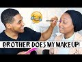 BROTHER DOES MY MAKEUP CHALLENGE! | Aysha Abdul