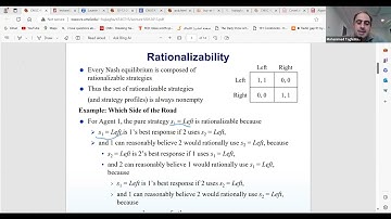 Lesson 12: Computational Game Theory by Mohammad Hajiaghayi: Rationalizability Correlated Equilibria