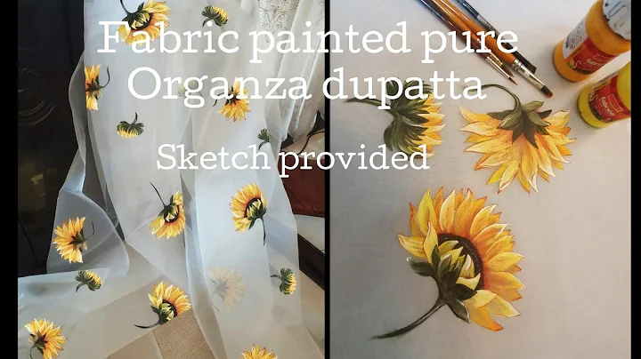 Fabric painting on Pure Organza Dupatta | Sunflower | Paint with Preethi