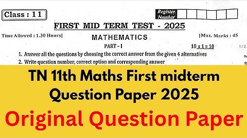 TN 11th Maths First midterm exam original question paper 2025 | Answers |