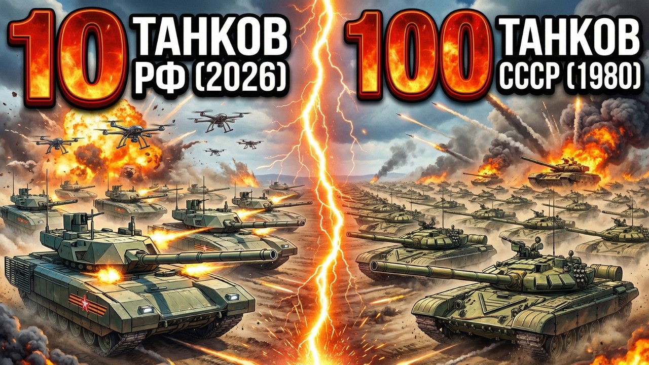 ЧТО ЕСЛИ 10 танков РФ (2026) против 100 танков СССР (1980) | ФАКТИЛЛА