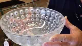 Lalique 40's Nemours Bowl Signed France 10' Antique Crystal Cactus