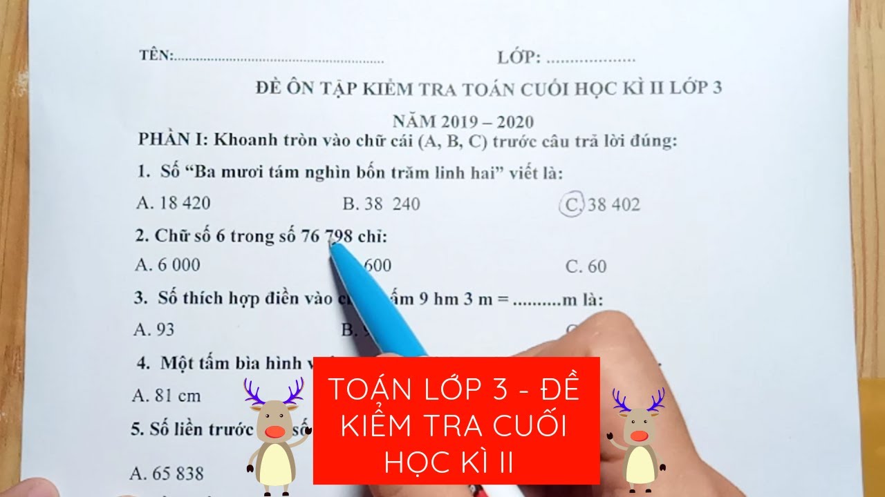 Đề toán lớp 3 học kì 1 | Toán lớp 3 – Đề ôn tập kiểm tra cuối học kì ii (Đề 1) – Toán tiểu học – Cô Thiên Nga tiểu học