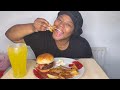 HOMEMADE CHEESE BACON BURGER AND CHIPS | MUKBANG | UK MUKBANG