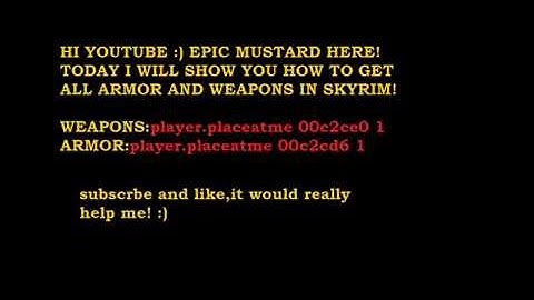 skyrim all weapons and armor codes (PC ONLY)