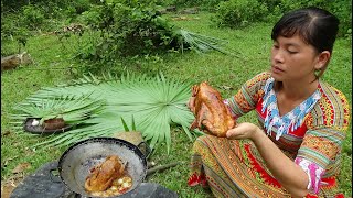 Survival Skills - The Most Unique Dish Of Ethnic Girl | Fried Chicken With Lychee