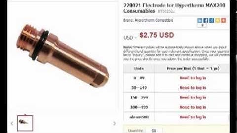 Hypertherm max200 plasma cutting consumables