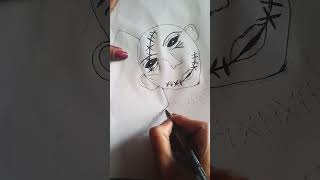 😱 Scary Horror Face Drawing | Unique Creative Sketch 🖤👻 Horror Art Sketch – Dekhke Dar Jaoge! ✏️🔥