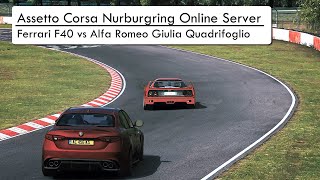Assetto Corsa - Nordschleife online battle - AR Giulia QV vs Ferrari F40