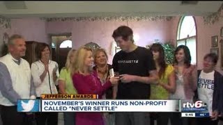 Jefferson Award winner vows to never settle, runs non-profit to raise funds for hands-on charities