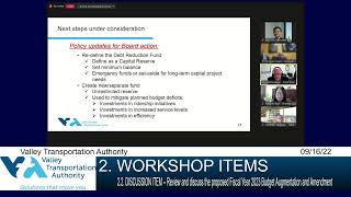 VTA Board of Directors Workshop   Meeting  September 16, 2022  9:00 AM