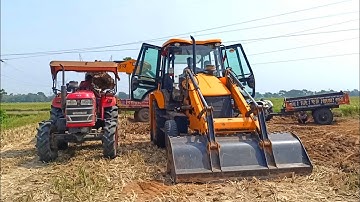 New Jcb 3dx Backhoe Loader Machine Loading Red Mud In Mahindra YUVO 575 DI Tractor | Jcb Video | Jcb