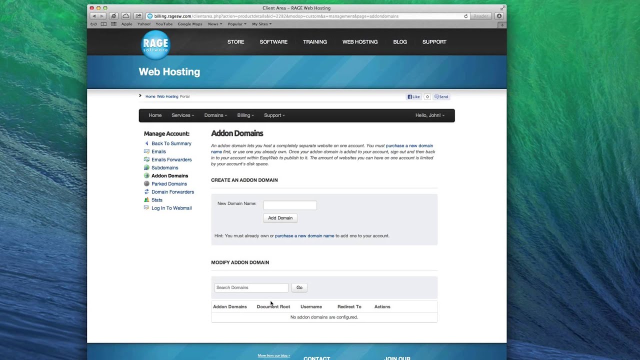 EverWeb Web Hosting - Addon Domains