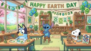 Bluey, Snoopy & Stitch Earth Day Classroom 🌍 Spring Lofi Beats for Study & Work 🌸 Peaceful Green Day screenshot 5