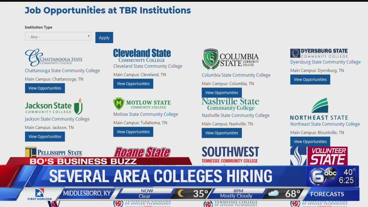 Several area community colleges hiring