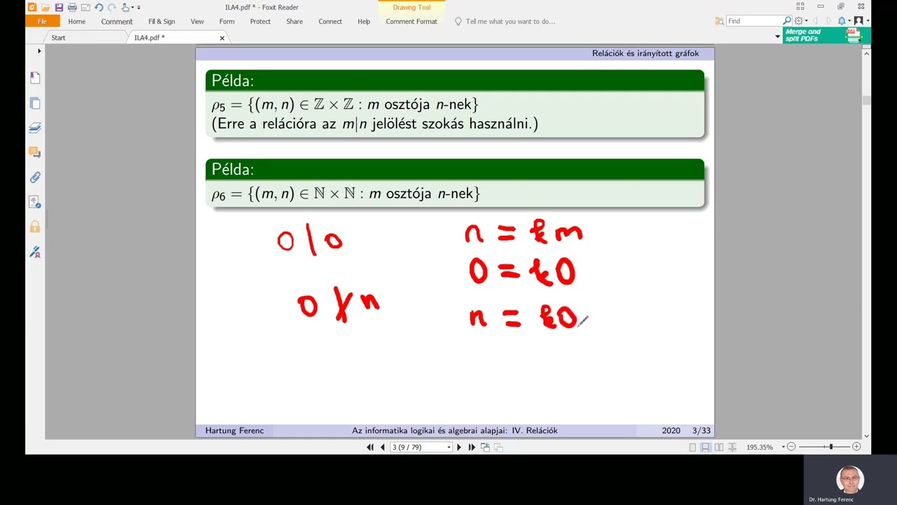 Az informatika logikai és algebrai alapjai 4a - Diszkrét matematika: Relációk és gráfok