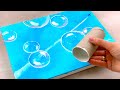 Toilet paper rolls bubble painting technique for beginners  how to paint bubbles  painting asmr