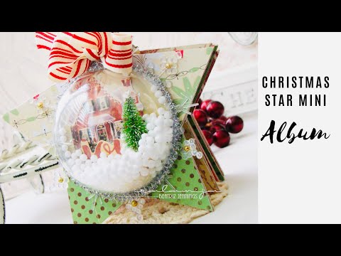 Scrapbook Album Tutorial Kerstmis STAR album + Snow Globe Interactive Cover TUTORIAL | Iralamija