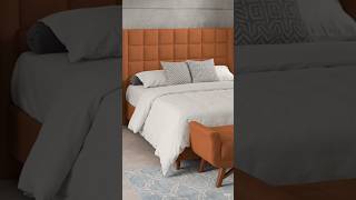 Kit #Cabeceira Cama Box Paris 140 cm com Puff Recamier Itália P05 Bouclê Terracota - Lyam Decor por