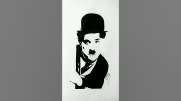 Charlie Chaplin Drawing Time Lapse || Very Easy Black Pen Drawing of Charlie Chaplin
