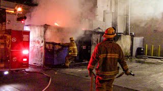 LAFD Light Force 61, Engine 58, & Civilian: Separate Dumpster Fires