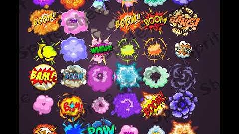 Cartoon Explosion Effects Boom Babah Zap Bam Pow 2d Sprite Sheet Toon