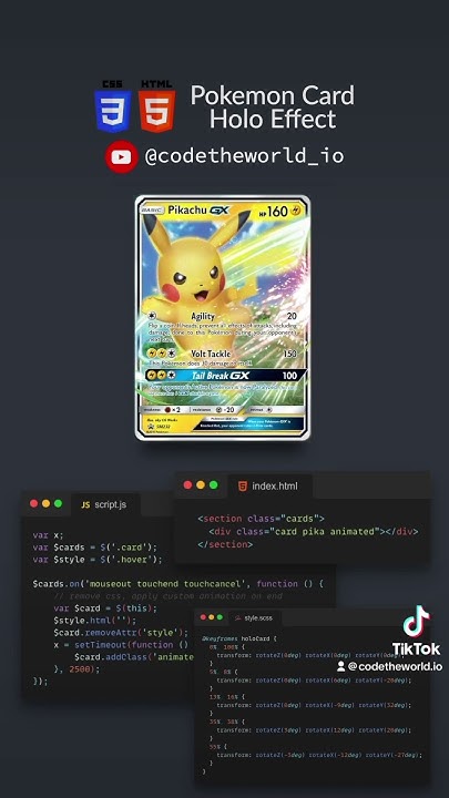 ⚠️⚠️⚠️ POKEMON Card Holo Effect #html #css #javascript ⚠️⚠️⚠️👇👇👇Comment ...