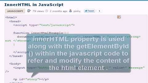 Javascript Tutorial : InnerHTML in JavaScript